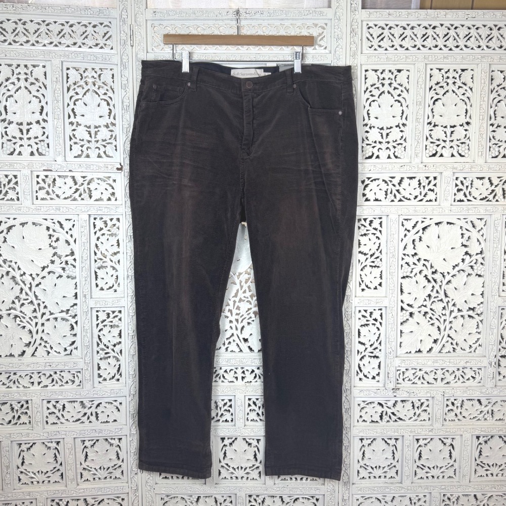 NEW‎ Soft Surroundings Brown Corduroy Pants Womens 18W Straight Leg Boho Retro